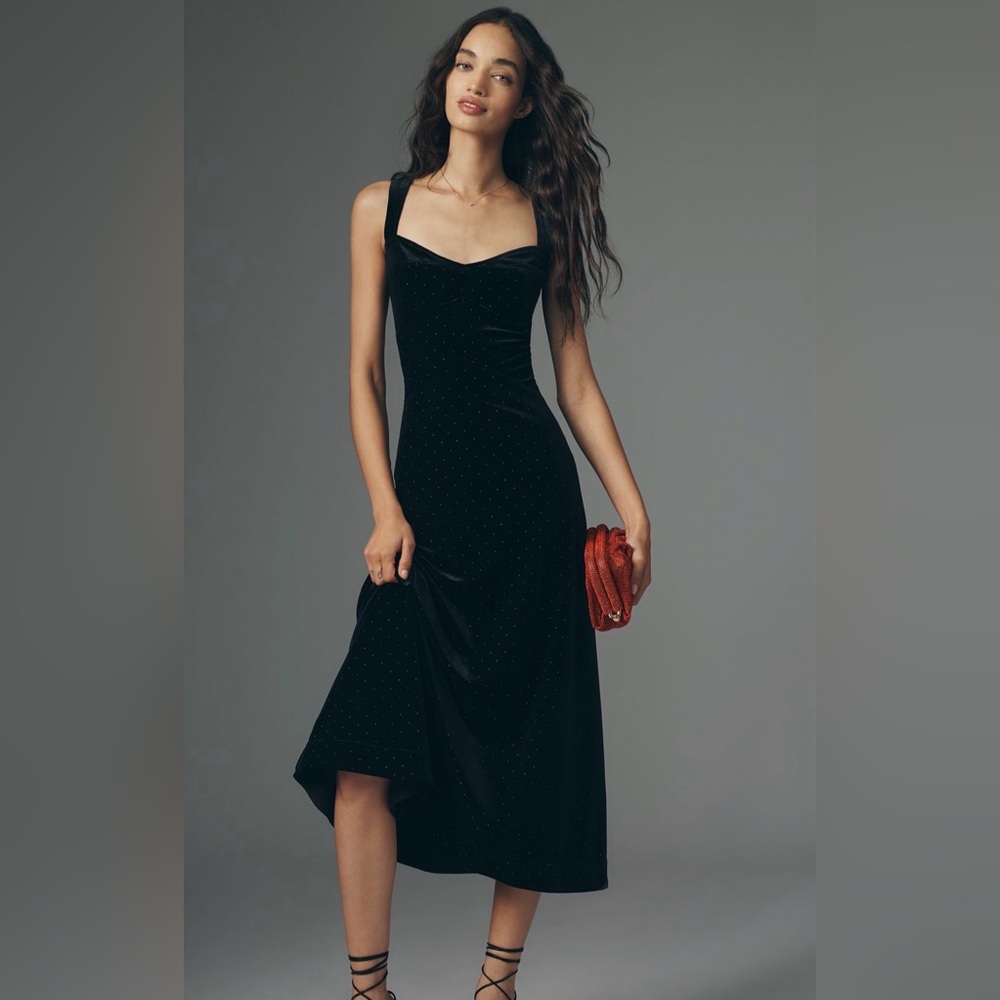 Anthropologie Black Midi Dress